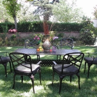 7pc Antique Black Bronze Aluminum Outdoor Patio Furniture Dining Set