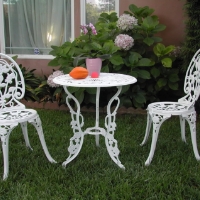 3pc White Aluminum Outdoor Patio Furniture Bistro Set
