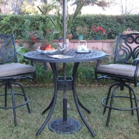 3pc Black Bronze Cast Aluminum Outdoor Patio Furniture Bar Set