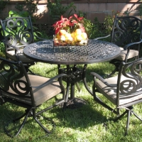 5pc Cast Aluminum Outdoor Patio Furniture Dining Set with 4 Swivel Chairs