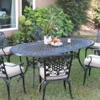 7pc Black Antique Bronze Cast Aluminum Outdoor Patio Furniture Dining Set