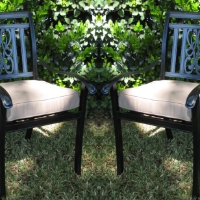 2pc Black Bronze Cast Aluminum Outdoor Patio Furniture Chair Set