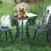 3pc Black Bronze Outdoor Patio Furniture Bistro Set