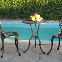 3pc Black Brown Aluminum Outdoor Patio Furniture Bistro Set