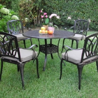 5pc Black Brown Aluminum Outdoor Patio Furniture Dining Set
