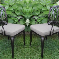 2pc Antique Black Bronze Cast Aluminum Outdoor Patio Furniture Chair Set