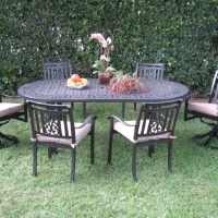 7pc Aluminum Outdoor Patio Furniture Dining Set with 2 Swivel Chairs