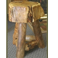 Rustic Suncracked Tripod End Table with Aspen Supports