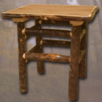 Brand New Rustic Furniture Bark on Lodge Pole End Table/Nightstand