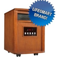 Brand New 1500 Watt Portable Infrared Space Heater - Heats 1000 Sq. Feet  w/ Dark Oak Stain Finish